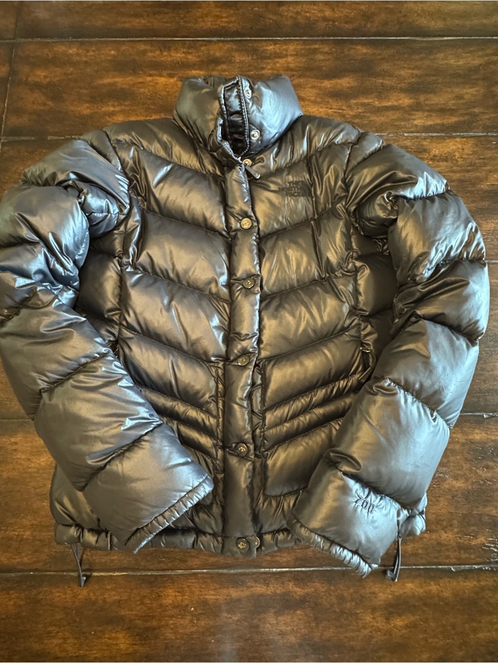 The North Face Vintage 700-Fill Down Puffer Jacket | Glossy Black Nuptse Size S